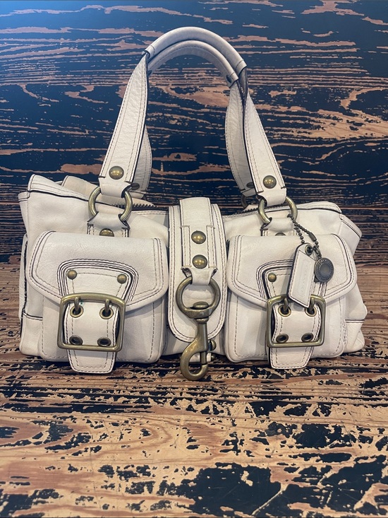 Coach Handbags - Coach Ltd Ed. 65th Anniversary white leather Mandy Courier Satchel 10330 Bag
